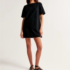 Abercrombie & Fitch Black Linen Mini Dress with Pockets